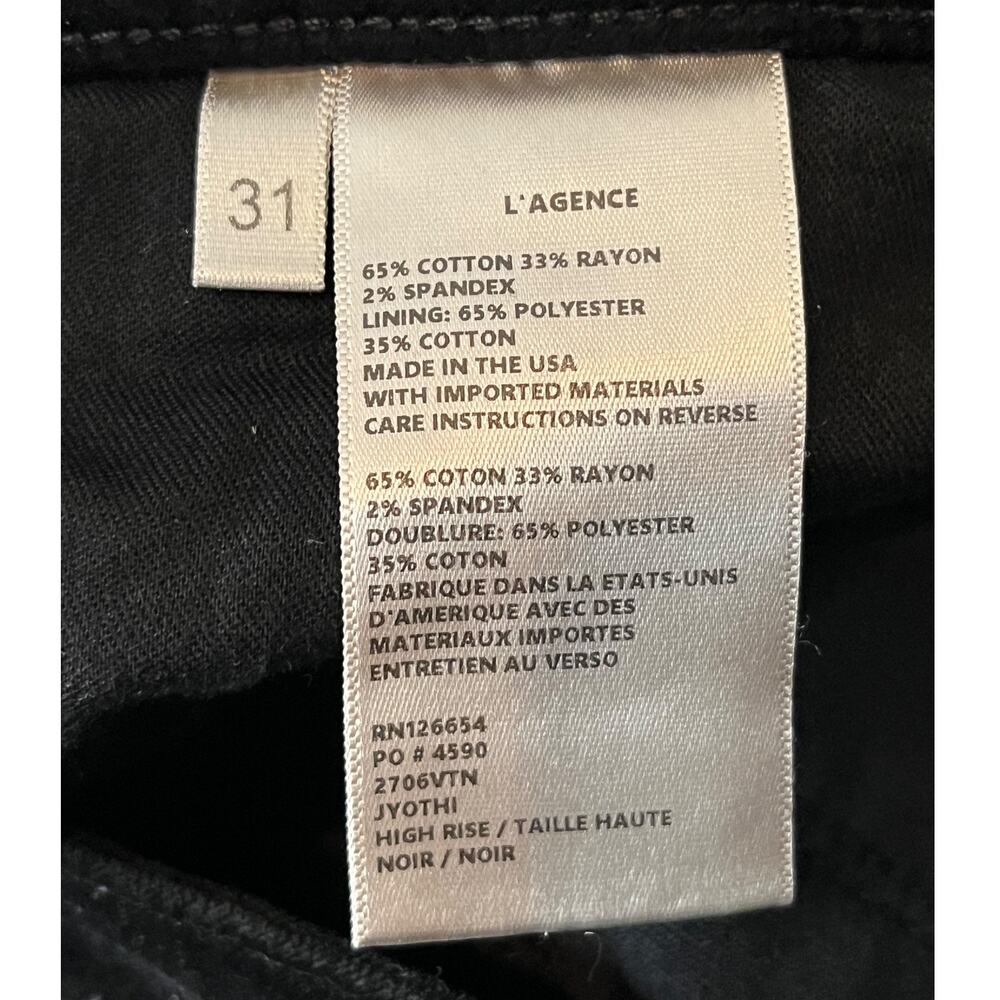 L'Agence Jeans Jyothi Velvet High Waist Split Ankle Skinny black size 31 - Picture 6 of 6